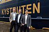 Fra venstre: Gunnar Larsen, CEO HAV Group, Bent Martini, administrerende direktør Havila Kystruten og David Berstad, forsker SINTEF.