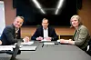 Fra venstre: Geir Ove Ystmark, Administrerende direktør Sjømat Norge, Bjørn Lillebergen, mekler, Hilde Elgesem Andersen, forbundssekretær FEllesforbundet.
