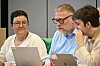 Kommunestyret - her ved Mariann Oddvik, Jan Rune Sæbø og Bendik Emilsen - diskuterte anskaffelse av ny elektronisk pasientjournal.
