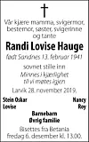 Randi Lovise Hauge, Larvik.
