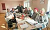 God stemning i språkgruppa på aktivitetshuset. Fra venstre Liudmyla Borysenko, Valentina Lunjova, Pål Christian Bruseth, Luidmyla Husarova, Iryna Kalininn, Liudmyla Babik og Katerina Gurina