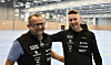 Klar for ny messe: Kim Arnø (t.v.) har overtatt hovedansvaret for Kystbymessa. Her sammen medarrangør Remi Kristiansen i Sinkaberg Arena, som snart fylles opp av utstillere og publikum.