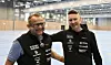 Klar for ny messe: Kim Arnø (t.v.) har overtatt hovedansvaret for Kystbymessa. Her sammen medarrangør Remi Kristiansen i Sinkaberg Arena, som snart fylles opp av utstillere og publikum.