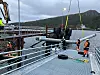 Den nye ferjekaibrua er tatt i bruk. Bildet er fra monteringsarbeidet.