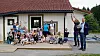 Glade barn, ansatte, ledelse og ordfører etter at Heimen barnehage har sin første driftsdag som kommunal barnehage.