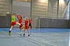 Det terpes en del på skuddteknikk og blokkering før gutta skal til Trondheim for å spille håndball. Fra venstre: Mikal Andreas Solsem Waagø, Elias Engesvik, Magne Raaum og Arthur Skeie Johansen.
