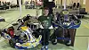 Martin Halsan Stangvik viser stolt fram både gokartene og pokalene han har samlet siden han begynte med karting for litt over ett år siden.