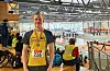 Fornøyd William Strøm Johansen etter at det ble bronse i debuten i ungdomsmesterskapet.
