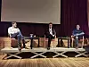 Panelet med foredragsholdere under Gullseminaret. Fra venstre: Gregard Mikkelborg, Rune Østgård og Marius Kjærstad.