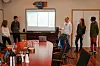 Hanna, Halvard, Markus, Sunniva og Gjermund fra Nærøy ungdomsskole kom til finalen med en teknisk løsning på hvordan en kan sortere ut rensefisk og bruke dem på nytt etter slakting av laksen.