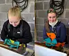 – Helsesjekk av smolt var en av oppgavene elevene fikk prøve seg på under oppholdet i Irland. F.v : Emilie Dille, og Eline Mugaas-Holand.