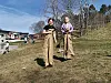 Aleksandra Duray (9) og Johanne Grindvik Reiersen (snart 9) i sekkeløp.