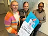 Selma Rosenvinge, Emma Bråteng og Melat Gebremeskel håper mange vil gi til kreftsaken.