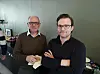 Daglig leder Vegar Livik (til høyre) i Eco Seafood har igangsatt bygging av landbasert oppdrett i symbiose med andre industrietablerere i Kråkøya biopark i Nærøysund, og fikk nyttig innsikt i den såkalte Rjukan-modellen av Torkil Bjørnson i Sirkulære Rjukan.