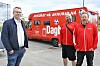 Varaordfører Terje Settenøy tok imot Dagbladet-journalistene Roger Grosvold (t.v) og Lars Martin Gimse (t.h) da Dagbladets bobilpatrulje besøkte Kolvereid tirsdag.