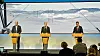Statsminister Jonas Gahr Støre, finansminister Trygve Slagsvold Vedum og olje- og energiminister Terje Aasland inviterte til pressekonferanse om strøm onsdag kveld.