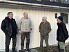 Fra venstre: Terje Kvalø, Yngve Pedersen, Jahn Tharaldsen og Kolbjørn Horn utenfor det nye bygget.