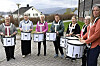 Trommedamer som stortrives med sin nye hobby: Marit Knoph, May Kristin Trøan, Gro Annie Støvik Lande, Trine VIkestad, Wenche Brevik, Nina Aune og Nina Kristiansen
