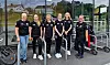 Her er seks av de tretten i Rørviktroppen med den spesialdesignet t-skjorten for anledningen. Fra venstre Sara Hanssen, Hannah Johansen, Mari Holberg, Sofie Bergh Johansen, Elise Bergh Johansen, og helt til høyre leder Kari Anne Risvik Strand.