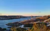 Bilde tatt fra Larsvikfjellet på Marøya, mot Rørvik og Nærøysundbrua.