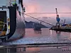 Koronakrise øker interessen for sjøtransporten. Fra kaikanten på Trondheim Havn, Orkanger, hvor Britannia Seaways og NCL Averøy losses for roro-last og containere.