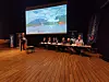 Narve Normelan var ordstyrer for Inge Forseth NTE Energi), Pål Sæther Eiden (Høyre) Kim Riseth (Namdalsavisa), Paul Ingvar Dekkerhus (Moen Group), Terje Sørvik (Arbeiderpartiet), Ketil Rykhus (SinkabergHansen) og Nils A. Williksen (Williksen Export).
