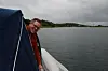 Mikkel Gravseth var blant de som kom med båt til Leka søndag.