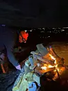 Med flott utsikt mot et stort distrikt ble bålet tent på Storfjellet.