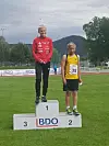 Jonas Flasnes (t.h) satte personlig rekord med 50cm i kule G13, og havnet på 2. plass under stevnet.