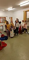 Barna ble delt inn i grupper og laget egne teatersnutter.