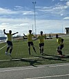 Kolvereid spillere feiret seieren. Mats Ola Bergslid, Theo Bøe, Aleksander Laugen og Petter Lilleby.