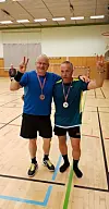 Fornøyde karer Kristian Hyllestad og Harry Trones, som tok sølv i double, samt at Hyllestad vant klassen 35+