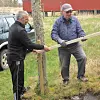 Egil og Kurt Inge lager gelender til trappa.