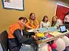Haldor Ulsund, Veslemøy Wigdahl, Anna Iren Johansen, Ane Wahl Kirkeby-Garstad hadde laget flåten 'Tussi'.