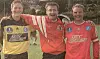 Rørvik IL holdt opprykkshåpet levende etter en sterk 4–1-seier over serieleder Levanger i august 2001. Rundt 200 tilskuere fikk se hjemmelaget avgjøre kampen allerede i første omgang. Etter seieren var trener Geir-Arne Storfjord (i midten) godt fornøyd. På bildet står han sammen med keeper Thomas Tausvik Strand (til venstre) og lagkaptein Nils Petter Ulsund (til høyre) som satte inn sitt første mål etter en lengre måltørke.